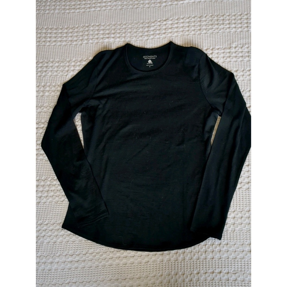 Segments Merino Wool Long Sleeve Top Base Layer Size Small Black Women's